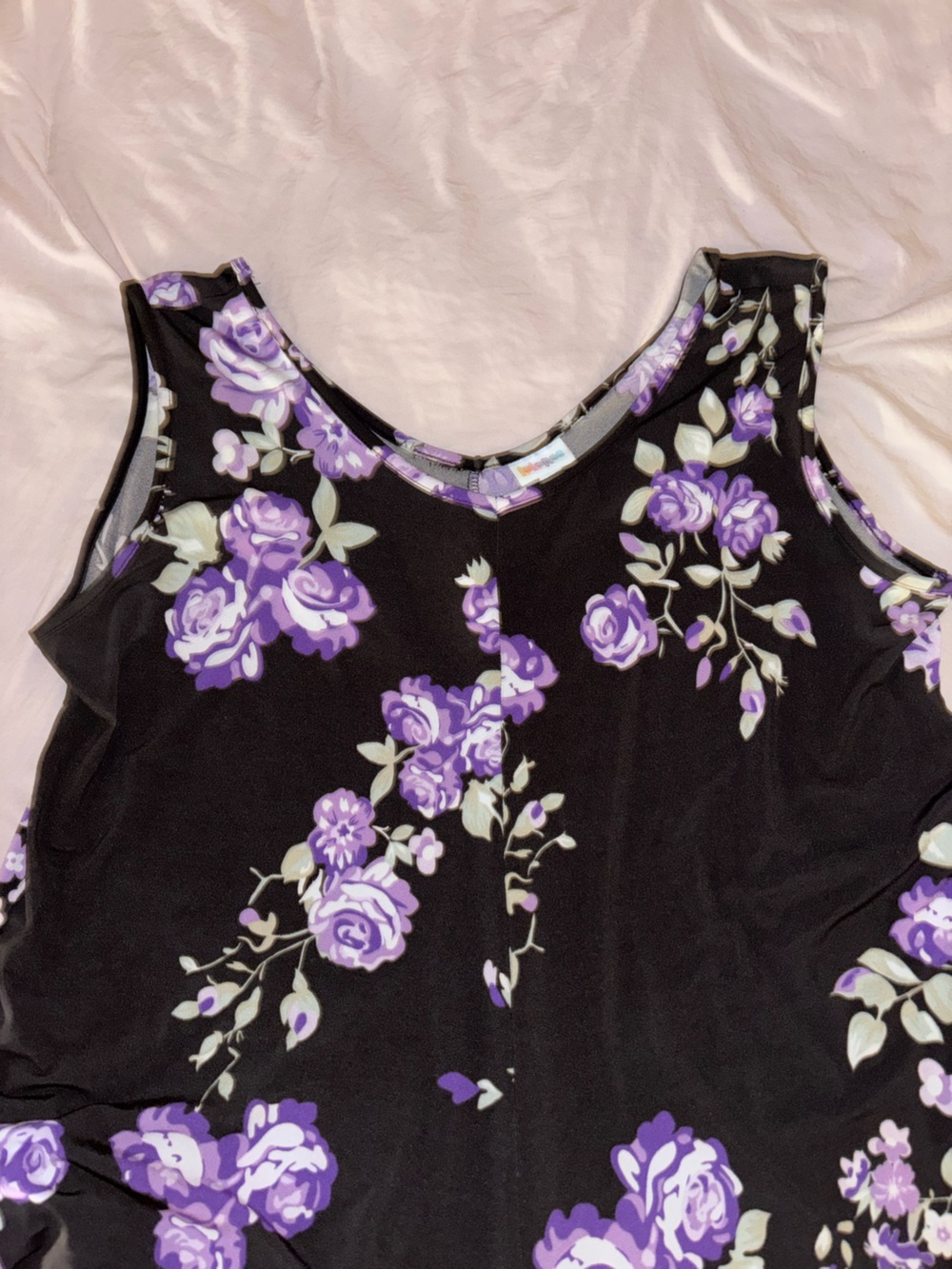 LuLaRoe Black Jumpsuit with Purple Floral Print - Picture 2 of 4